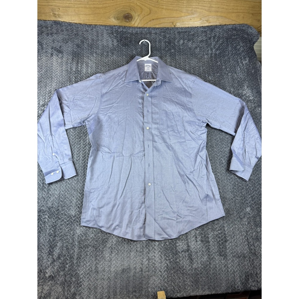 Brooks Brothers 1818 Regent Fit Dress Shirt Mens 16.5 Blue Cotton Non-Iron 5613